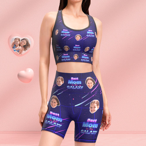 Custom Face Leggings and Tank Top Yoga Clothing Suit Mother's Day Gift - Best Mom in the Galaxy
