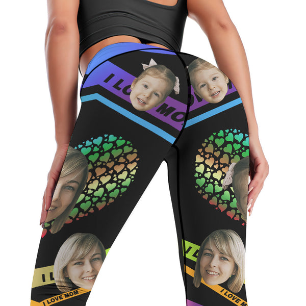 Custom Face Leggings and Tank Top Yoga Clothing Suit Mother's Day Gift - I Love Mom