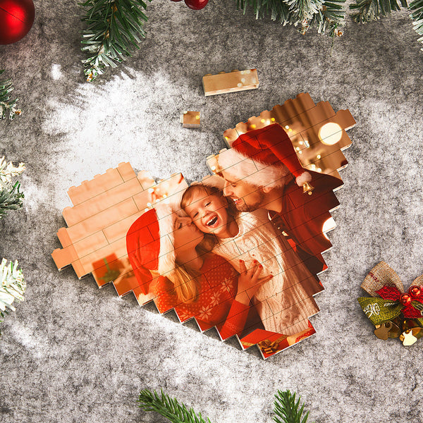 Christmas Gifts Personalized Building Brick Heart Custom Photo Block Toy Home Decor for Couple