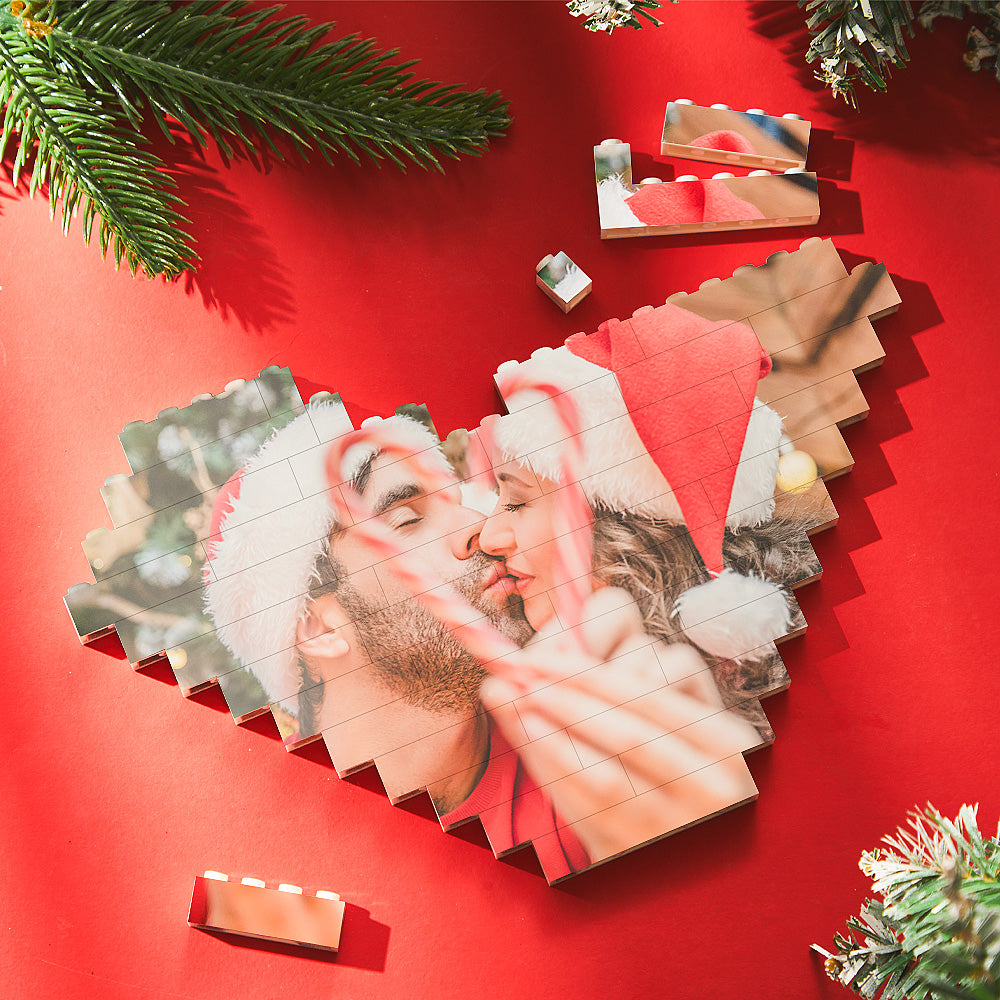 Christmas Gifts Personalized Building Brick Heart Custom Photo Block Toy Home Decor for Couple