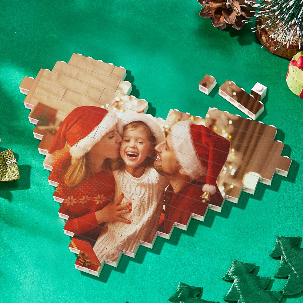Christmas Gifts Custom Building Brick Personalized Photo Block Heart Shaped