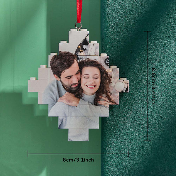 Custom Building Block Puzzle Personalized Photo Brick Lozenge Shape Christmas Ornament - SantaSocks