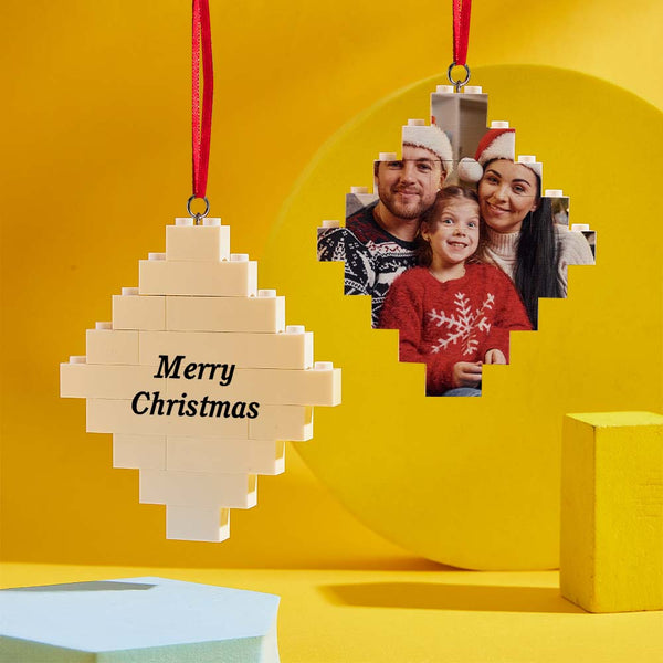 Custom Building Block Puzzle Personalized Photo Brick Lozenge Shape Christmas Ornament - SantaSocks