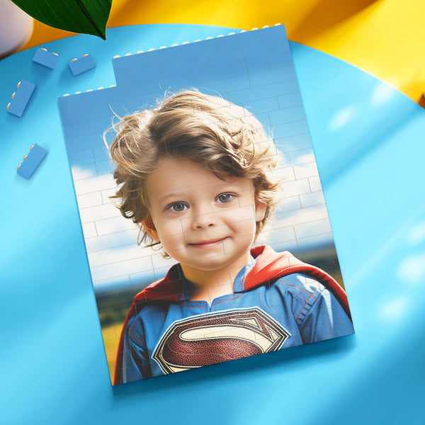 Personalized Brick Rectangle Building Photo Block Custom Face Superman Plaque