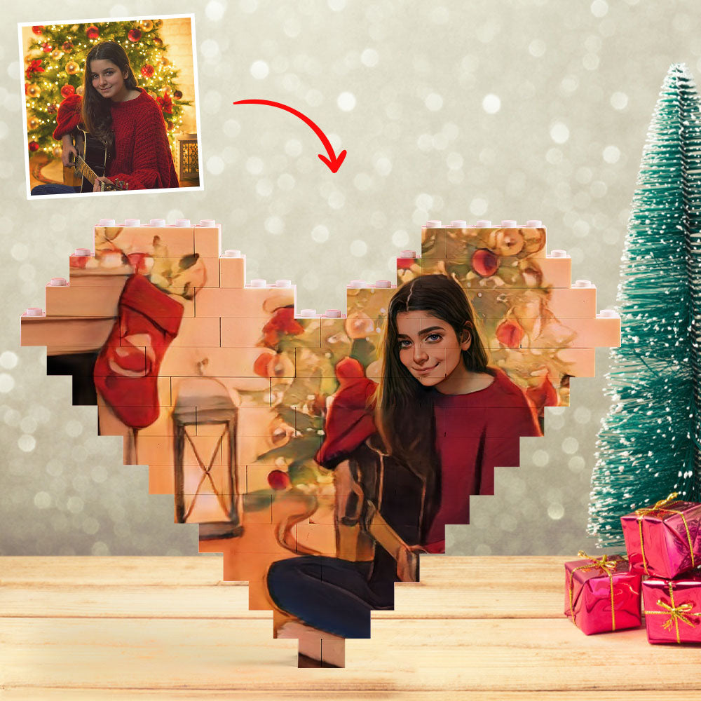 Custom Building Block Puzzle Personalized Cartoon Photo Brick Heart Toy Christmas Gifts - SantaSocks