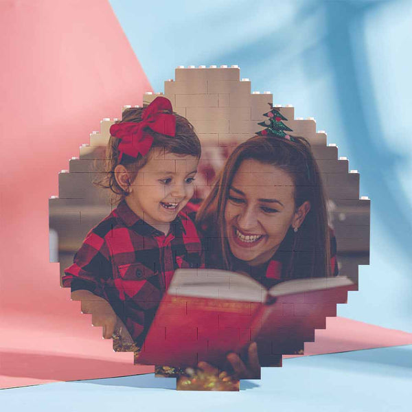 Custom Personalized Building Block Puzzle Round Building Photo Brick Double Sided Photo Frame
