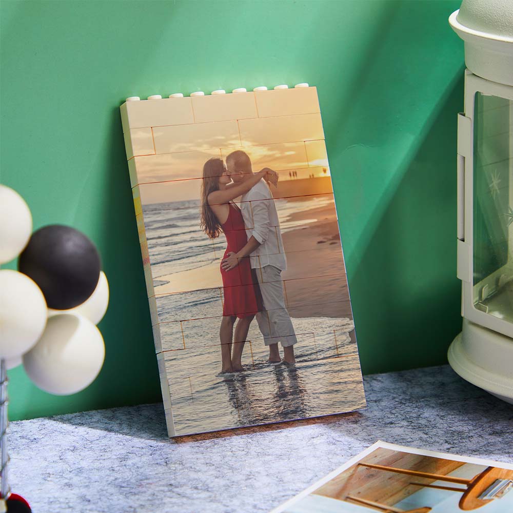 Personalized Building Block Puzzle Vertical Building Photo Brick Custom Single Sided Photo Frame