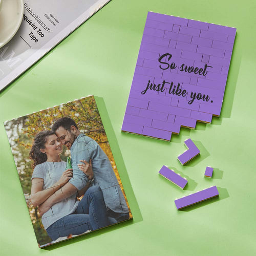 Personalized Building Block Puzzle Vertical Building Photo Brick Custom Photo & Text Frame