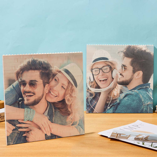 Personalized Building Block Puzzle Square Photo Brick Double Sided Photo Frame