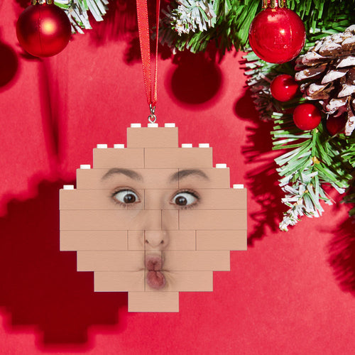 Custom Building Block Puzzle Face Building Brick Christmas Ornament - SantaSocks