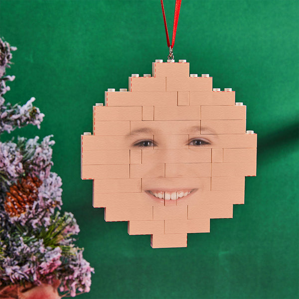 Custom Building Block Puzzle Face Building Brick Christmas Ornament - SantaSocks