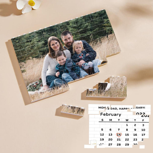 Personalized Building Block Puzzle Custom Photo & Date Brick Gift for Family - SantaSocks
