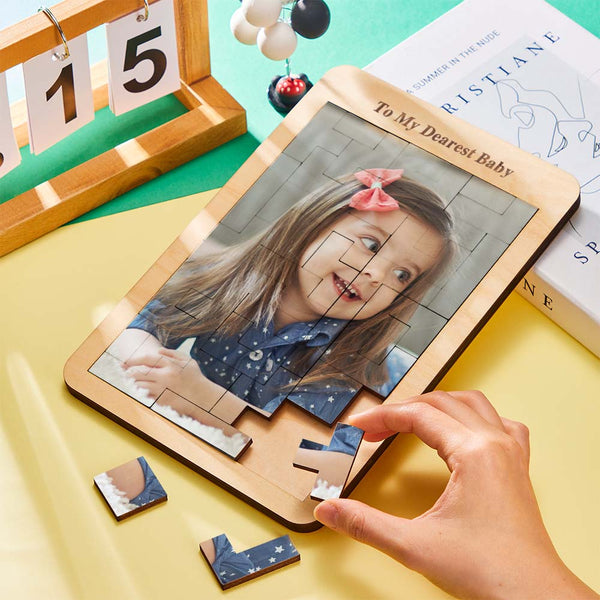 Custom Photo Puzzle Tetris Personalised Wooden Frame Gifts for Kids - SantaSocks