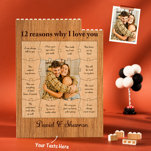 Custom Building Block Puzzle Vertical Building Photo Brick for Lover 12 Reasons Why I Love You