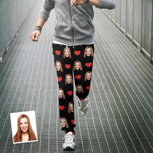 Custom Sweatpants Unisex Joggers with Face Heart Pattern