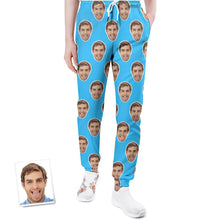 Custom Face Sweatpants Personalized Blue Unisex Joggers - Gift for Lover