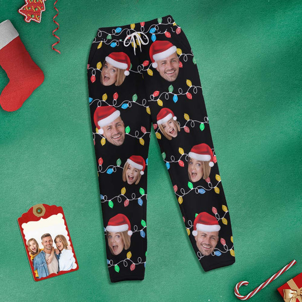 Custom Face Sweatpants Personalized Photo Christmas Family Xmas Leds Golf Pants for Him