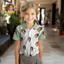 Custom Face Kids Polo Shirts Personalized Photo Shirt Green Stripes