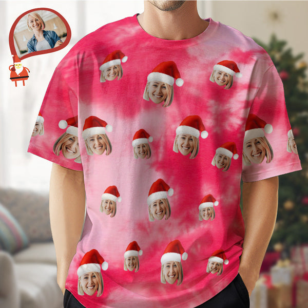 Custom Face T-shirt Christmas Gifts Tie Dye Christmas T-shirt