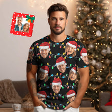 Custom Face T-shirt Personalized Personalized Photo Xmas Leds Unisex T-shirts Merry Christmas
