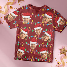 Custom Face T-shirt Personalized Personalized Photo Xmas Leds Unisex T-shirts Merry Christmas