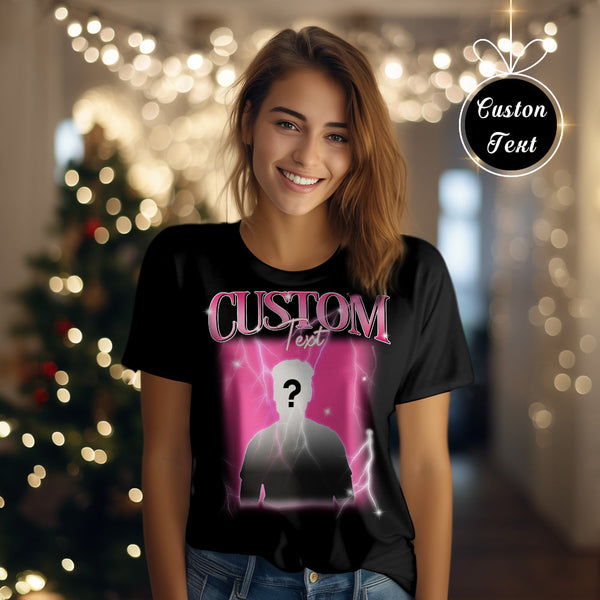 Custom Text Vintage T-shirt Personlised Funny Question Mark T-shirt