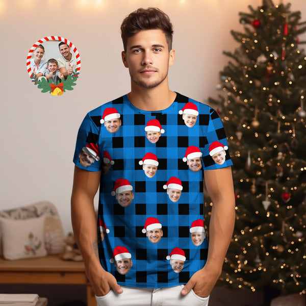 Custom Buffalo Plaid T-shirt Personalized Face T-shirts Merry Christmas