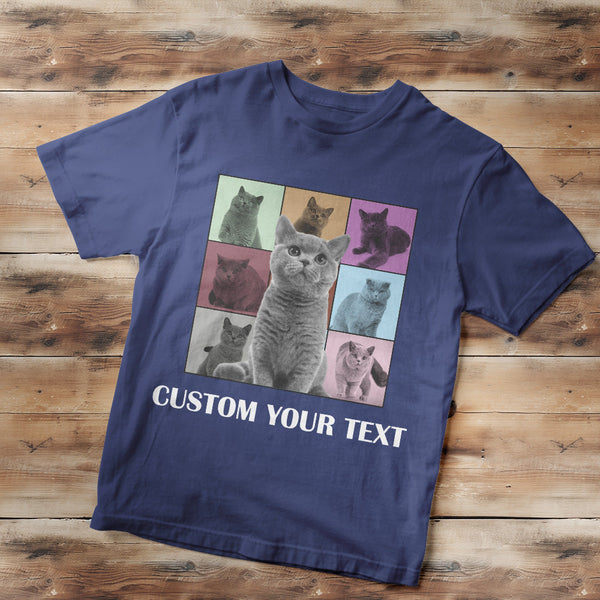 Custom Your Photo and Text Shirt Personalised Dog Photo Shirt Custom Multi Pet Portrait Shirt