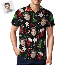 Custom Photo Christmas Short Sleeve Polo Shirt Personalized Funny Dog Christmas Shirt Mens Tops