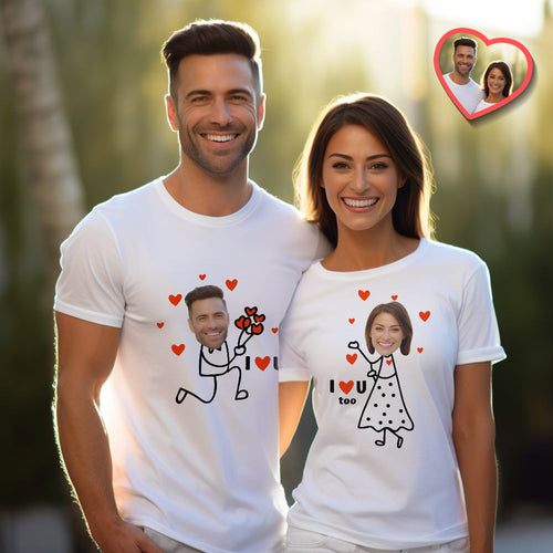 Custom Couple Matching T-shirts I Love You Too Personalized Matching Couple Shirts Valentine's Day Gift