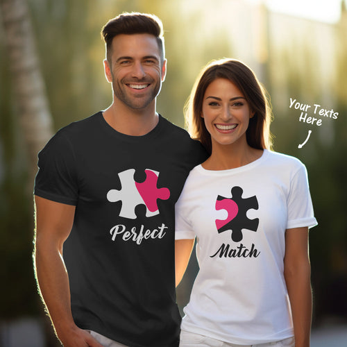 Perfect Match Custom Couple Matching T-shirts Personalized Matching Couple Shirts Valentine's Day Gift