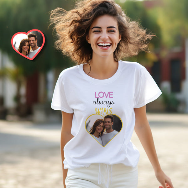 Custom Couple Matching T-shirts Love Always Wins Personalized Matching Couple Shirts Valentine's Day Gift