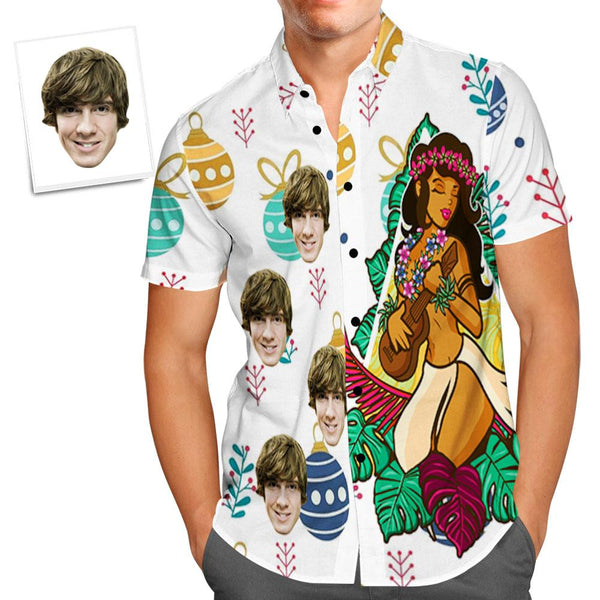 Custom Face Shirt Personalized Photo Men's Hawaiian Shirt Christmas Gift - Hawaiian Girl