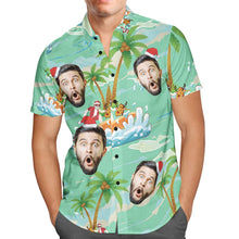 Custom Face Personalized Christmas Hawaiian Shirt Santa Claus Seaside Surf Holiday Gift