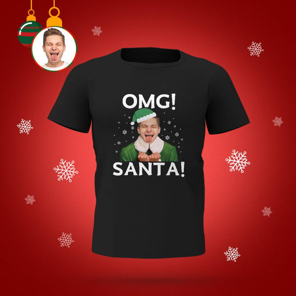 Custom Face T-shirt OMG SANTA Christmas T-Shirt Gift for Friend