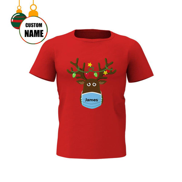Custom Engraved T-shirts Reindeer Mask T-Shirt Christmas Gift