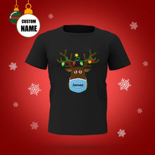 Custom Engraved T-shirts Reindeer Mask T-Shirt Christmas Gift