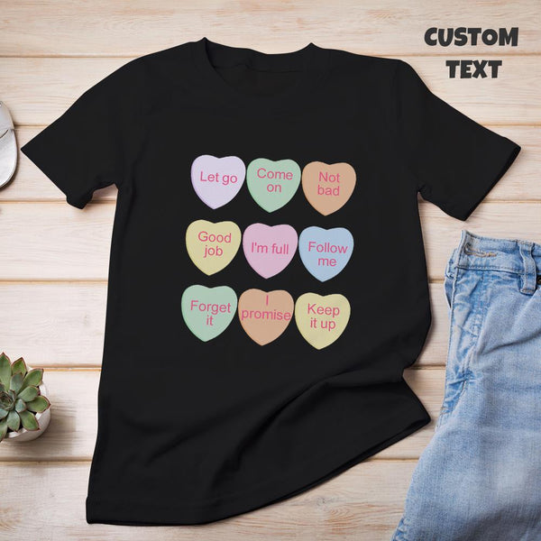 Custom Engraved Shirt Valentine Candy Hearts Sweatshirt Couple Theme
