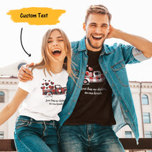 Custom Text Buffalo Plaid Truck T-shirt Personalized Cute Heart T-shirt for Couples