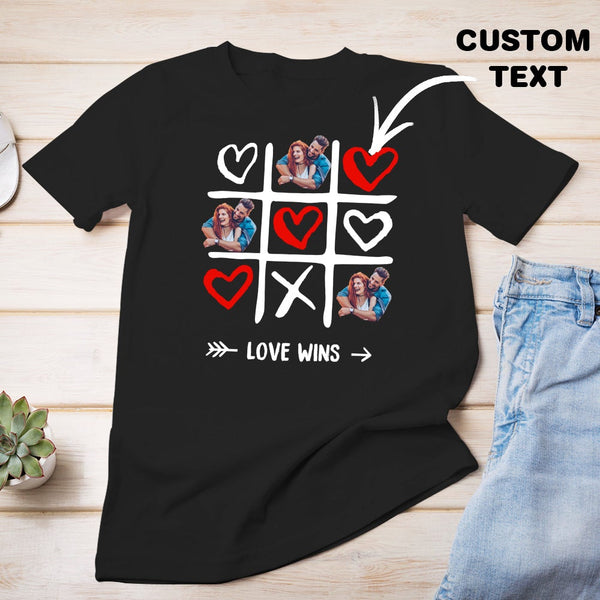 Custom Text Photo T-shirt Personalized Board Game T-shirt for Couples