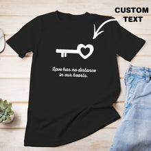 Custom Text Lock and Key Personalized Matching Love T-shirt for Couples