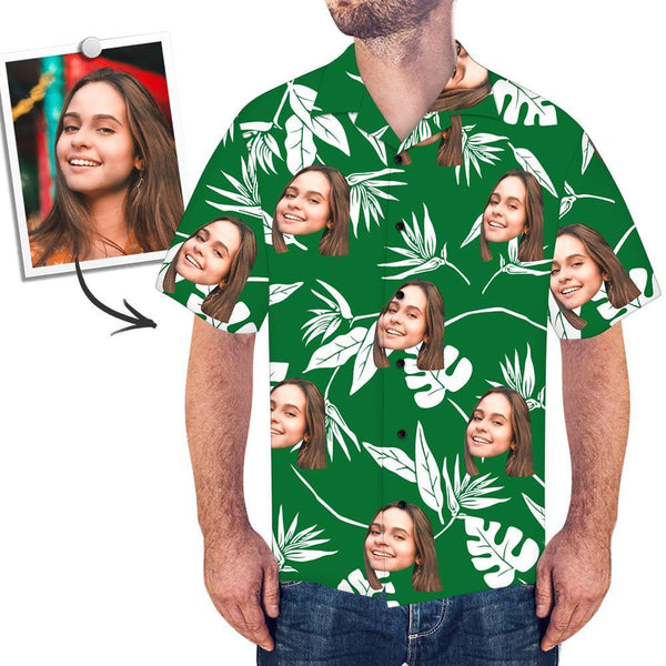 Custom Face Shirt Men's Hawaiian Shirt Green