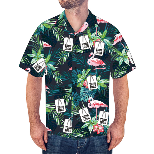 Custom Logo Shirt Men's Hawaiian Shirt Flamingo Flower