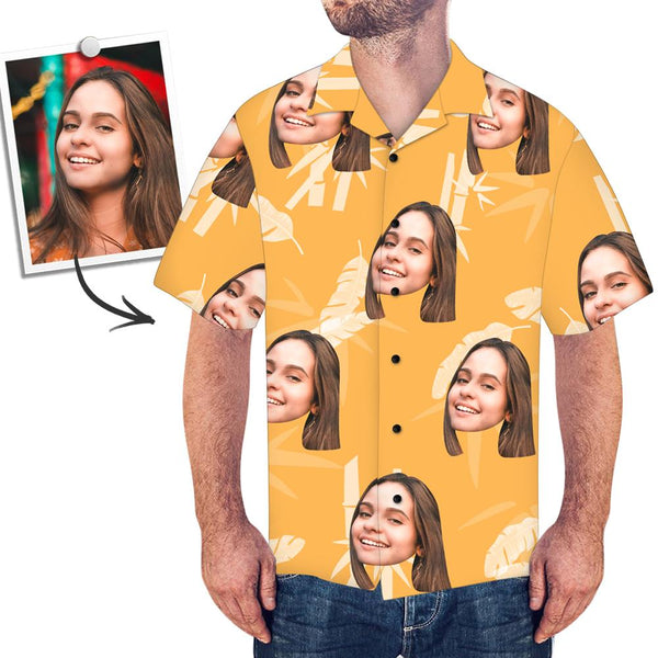Custom Face Shirt Men's Hawaiian Shirt Yellow