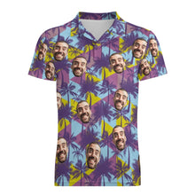 Men's Custom Face Polo Shirt Colorful Coconut Trees Personalized Hawaiian Golf Shirts