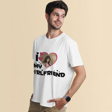 Custom Photo T-Shirt I Love My Girlfriend/Boyfriend Personalized Couple T-shirt Pink Heart