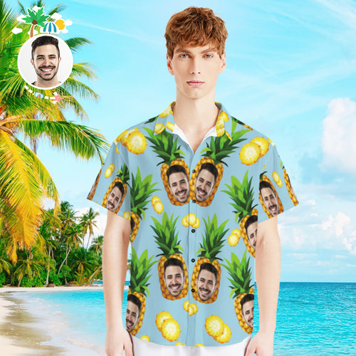 Custom Face Shirt Men's Hawaiian Shirt Big Pineapple