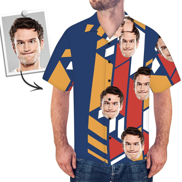 Custom Face Shirt Men's Hawaiian Shirt Simple Stripe