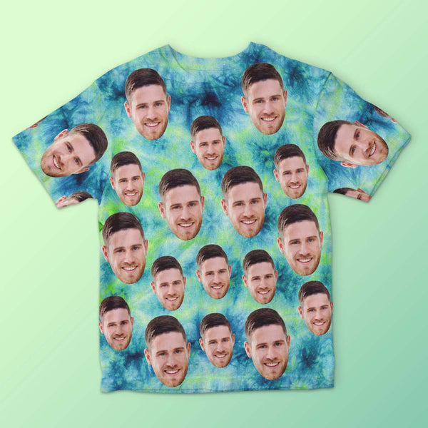 Custom Face Men's T-shirt Personalized Photo Funny Tie Dye T-shirt Gift For Men - SantaSocks