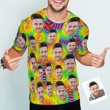 Custom Face Men's T-shirt Personalized Photo Funny Tie Dye T-shirt Gift For Men Colorful - SantaSocks